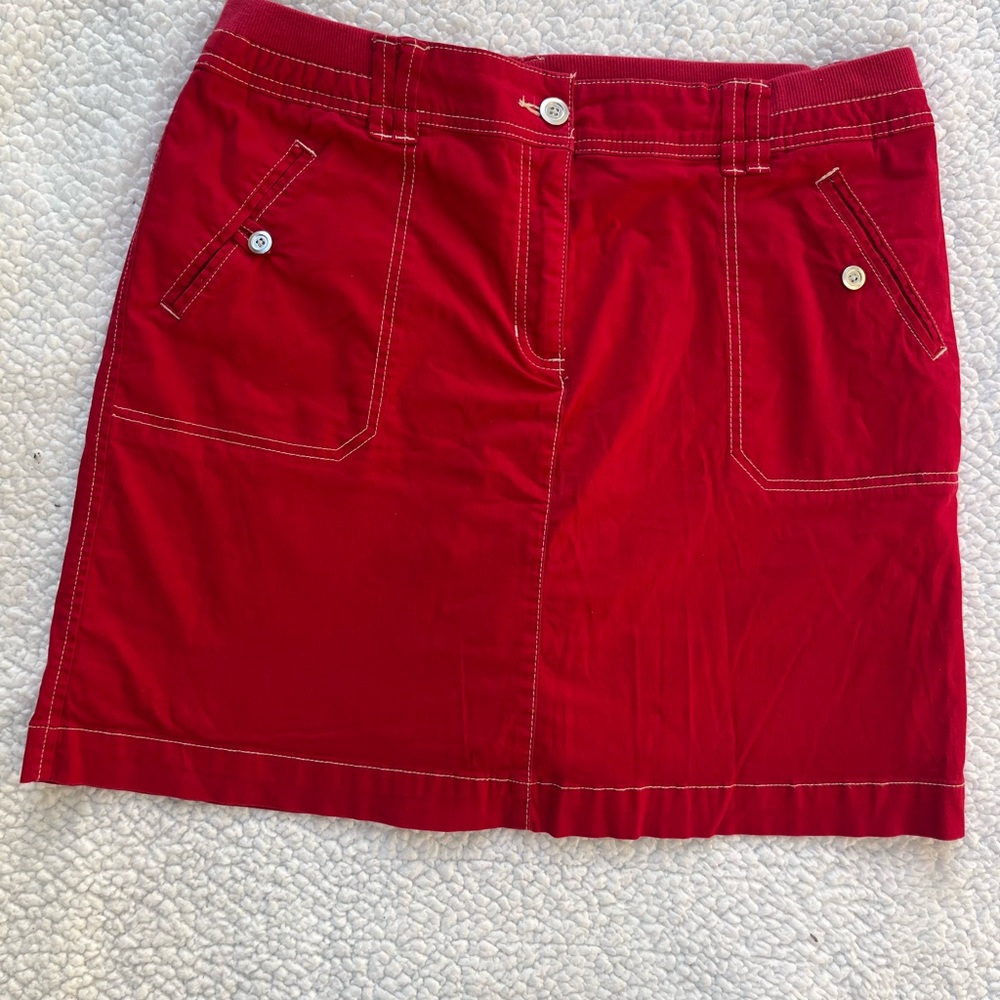 Karen Scott Red Mini Cargo Skirt
